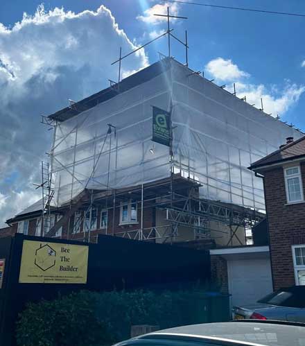 Weatherproof temporary roof scaffolding in Surrey